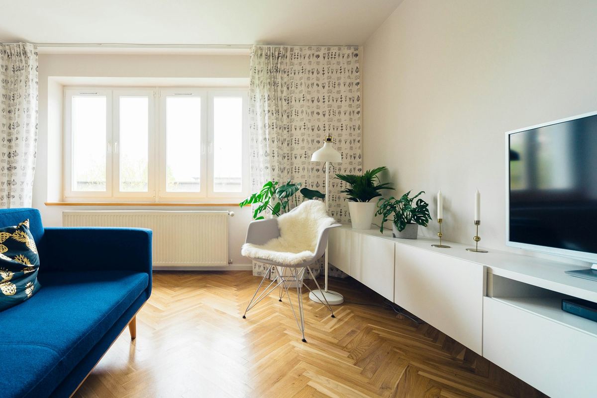Bright, clean living room in an Oklahoma home after cleanup is complete